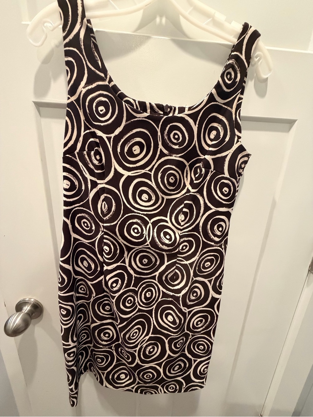 Kim Rogers Signature Sleeveless Sheath Dress Brown Cream Abstract Print Size 6